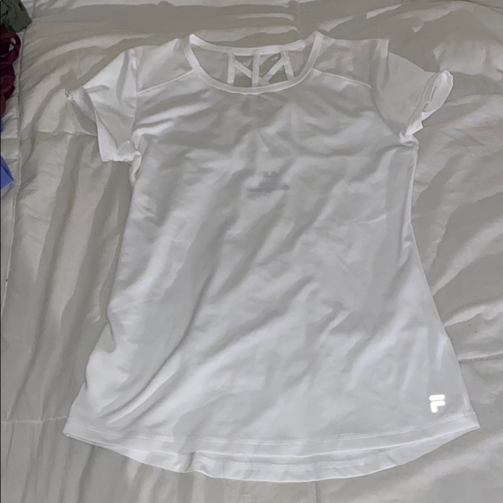 WHITE FILA WORKOUT TOP